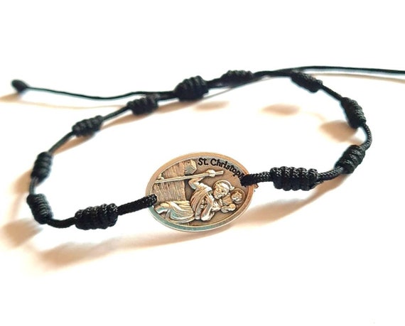 Catholic Saints Bracelet - Handmade In Medjugorje With St Christopher, Virgin Mary & St Benedict Medals