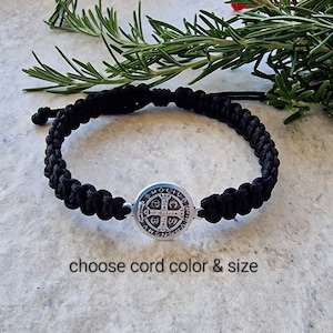 St Benedict bracelet, handmade catholic adjustable bracelet