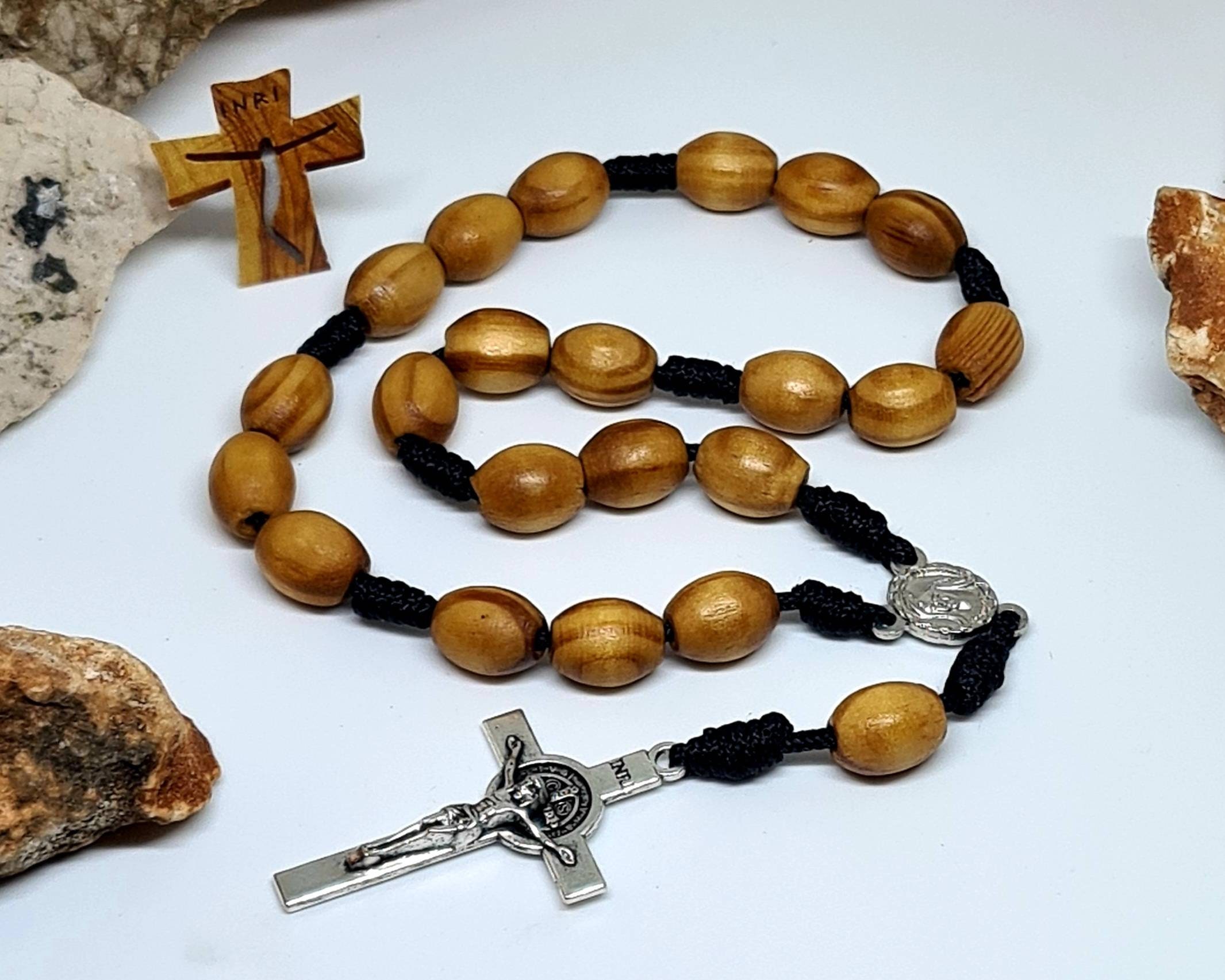 Peace Chaplet of Medjugorje Blessing Rosary Wood Beads 10x8mm