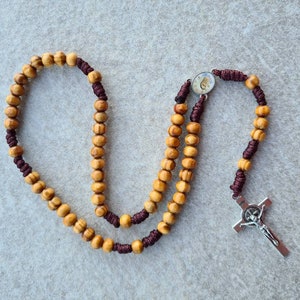Saint Rosary, beads wood 6mm,  Catholic gift, Religious Jewelry, Blessing chaplet, cross St Benedict, medal Mary Medjugorje