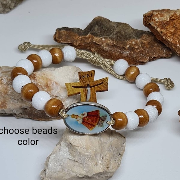 Infant of Prague Bracelet, saint Medal, adjustable saint bracelet, handmade bracelet, catholic bracelet, christian bracelet from Medjugorje