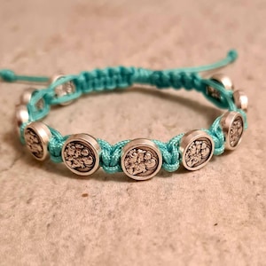 Saint Joseph Bracelet, Christian bracelet, Faitih bracelet, Patron saint jeweley, Catholic bracelet, Holy medals, knotted cord