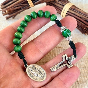 ST PATRICK CHAPLET, one decade prayer beads , handmade rosary st Patrick, green rosary