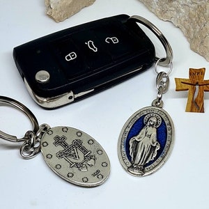 MIRACULOUS Keychain, Anhänger für Schlüssel Jungfrau Maria Miraculous, katholisches Geschenk Frauen und Mann, katholischer Anhänger