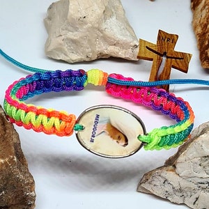 Bracelet Vierge Marie, bracelet saint cordon noué, cadeau catholique, bijoux religieux de Medjugorje, bracelet réglable fait main