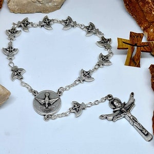 HEILIG GEIST ROSENKRANZ, Heiliger Geist Halsreif, ein Jahrzehnt Heiliger Geist, Heiliger Geist Medaille, erste heilige Kommuniongeschenk, religiöser Schmuck Medjugorje