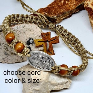 Saint Joseph Bracelet, Christian bracelet, Faitih bracelet, Patron saint jeweley, Catholic bracelet, Holy medals, knotted cord bracelet