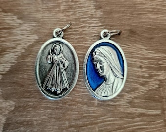 WHOLESALE VIRGIN MARY blue medals, lot bulk medals 5, 10, 20, 50 pcs