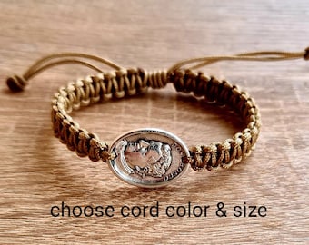 DON BOSCO bracelet, John Bosco, St Don Bosco medal, catholic bracelet, cord christian bracelet, patron saint of boys