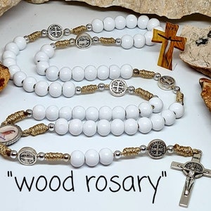 Großer hölzerner Rosenkranz, STARKER ROSENKRANZ, moderne Chaplets, katholische Rosenkranzperle