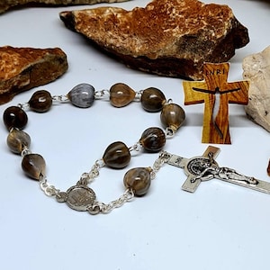 Car Rosary With jobs tears, one decade, mini rosaries for Auto, rosary Patron of Travel car Acessories, jobi coix natural beads