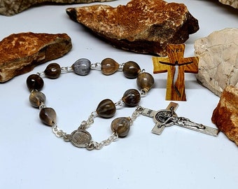 Car Rosary With jobs tears, one decade, mini rosaries for Auto, rosary Patron of Travel car Acessories, jobi coix natural beads