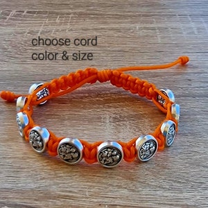 Saint Joseph Bracelet, Christian bracelet, Faitih bracelet, Patron saint jeweley, Catholic bracelet, Holy medals, knotted cord bracelet