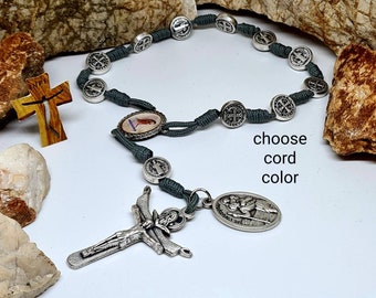 Rosario de SAN CRISTÓBAL para coche, rosario de bolsillo, rosario automático, rosario de una década, mini rosario hecho a mano, joyería religiosa de Medjugorje