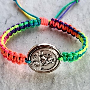 St Christopher bracelet, handmade cord catholic bracelet