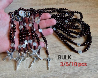 WHOLESALE traditional St Benedict rosaries, handmade rosary, bulk 3, 5, 10 pcs rosaries, wooden rosaries, catholic rosaries, Saint rosaries