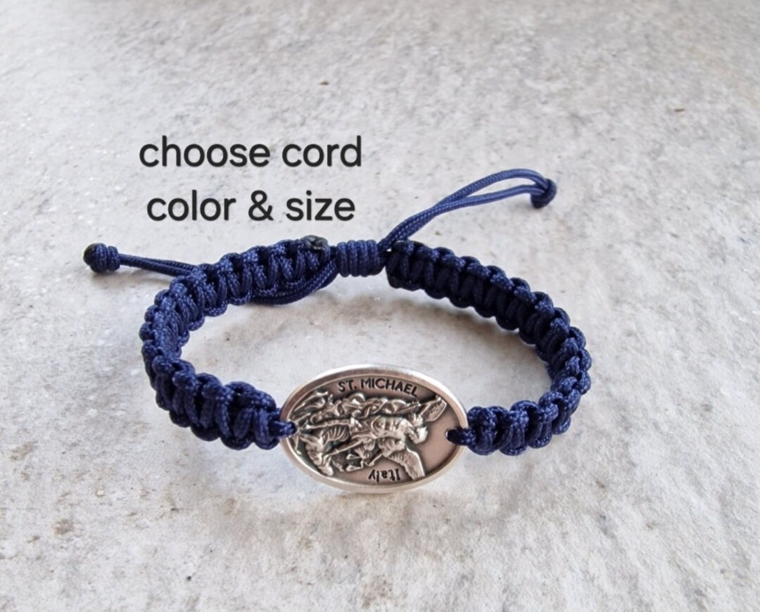 LivuX Bracciale Arcangelo Michele Con Acquamarina – Bracciale Spirituale Elastico 19-23 Cm, Perle Di Legno E Pietra Semipreziosa, Confezione Regalo - 2