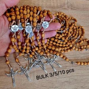 GROOTHANDEL traditionele rozenkransen van de Heilige Geest, handgemaakte rozenkrans, bulk rozenkransen van 3, 5, 10 stuks, houten rozenkransen, katholieke rozenkransen, heilige rozenkransen