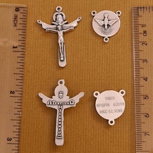 4 Silver Crucifix Cross Pendant Rosary Making Supplies Tertium Millennium  by TIJC SP1983