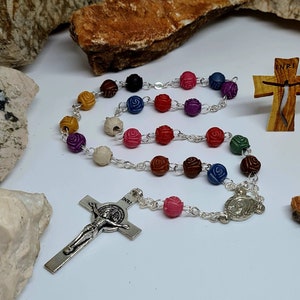 Peace Chaplet of Medjugorje, Blessing Rosary with beads rose 6mm, Religious Jewelry from Medjugorje, Catholic gift, handmade rosary