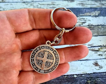 ST BENEDICT KEYCHAIN, saint Benedict medal