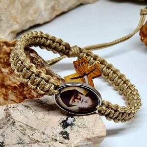 ST CHARBEL bracelet, saint Charbel medal, adjustable catholic bracelet, handmade holy bracelet, christian knotted cord bracelet image 8