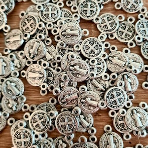 Center rosary st Benedict, small medals bulk 15, 30, 50, 100, 200 pcs, wholesale medals