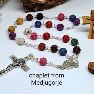 Peace Chaplet of Medjugorje, Blessing Rosary with beads rose 6mm, Religious Jewelry from Medjugorje, Catholic gift, handmade rosary
