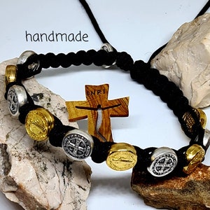 Saint Benedict bracelet, handmade catholic bracelet, christian blessing bracelet, religious jewelry, knotted cord bracelet from Medjugorje