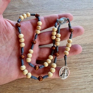 Traditional st Michael chaplet, handmade wood rosary, Saint police patron, catholic chaplet, Saint Michael Archangel
