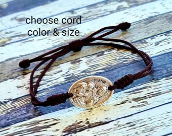 ST ANNE BRACELET, patron saint of mothers, saint adjustable bracelet