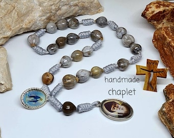 Chaplet of Saint Charbel with jobs tears beads, St Charbel Rosary,St Sharbel chaplet, handmade rosary, Makhlouf rosary, Miraculous medal