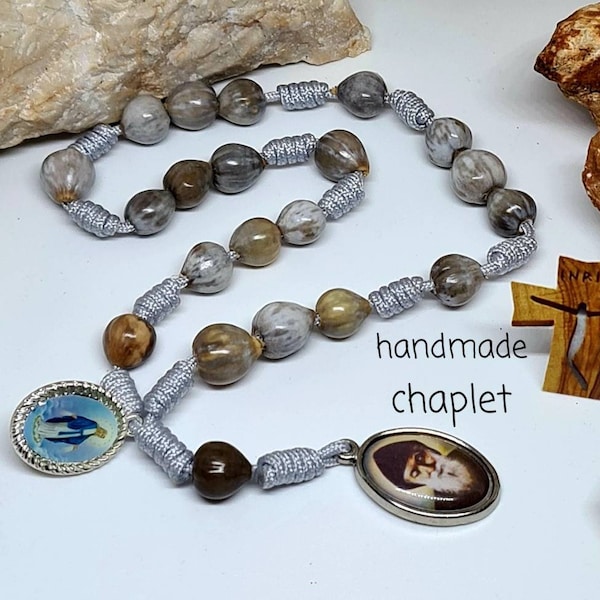 Chaplet of Saint Charbel with jobs tears beads, St Charbel Rosary,St Sharbel chaplet, handmade rosary, Makhlouf rosary, Miraculous medal