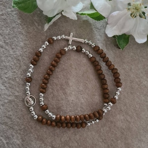 Handmade rosary bracelet, tiny rosary bracelet, brown rosary bracelet