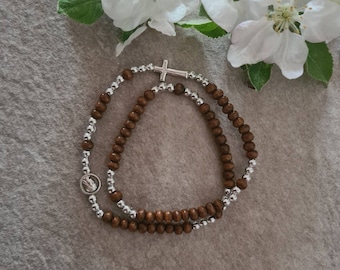 Handmade rosary bracelet, tiny rosary bracelet, brown rosary bracelet