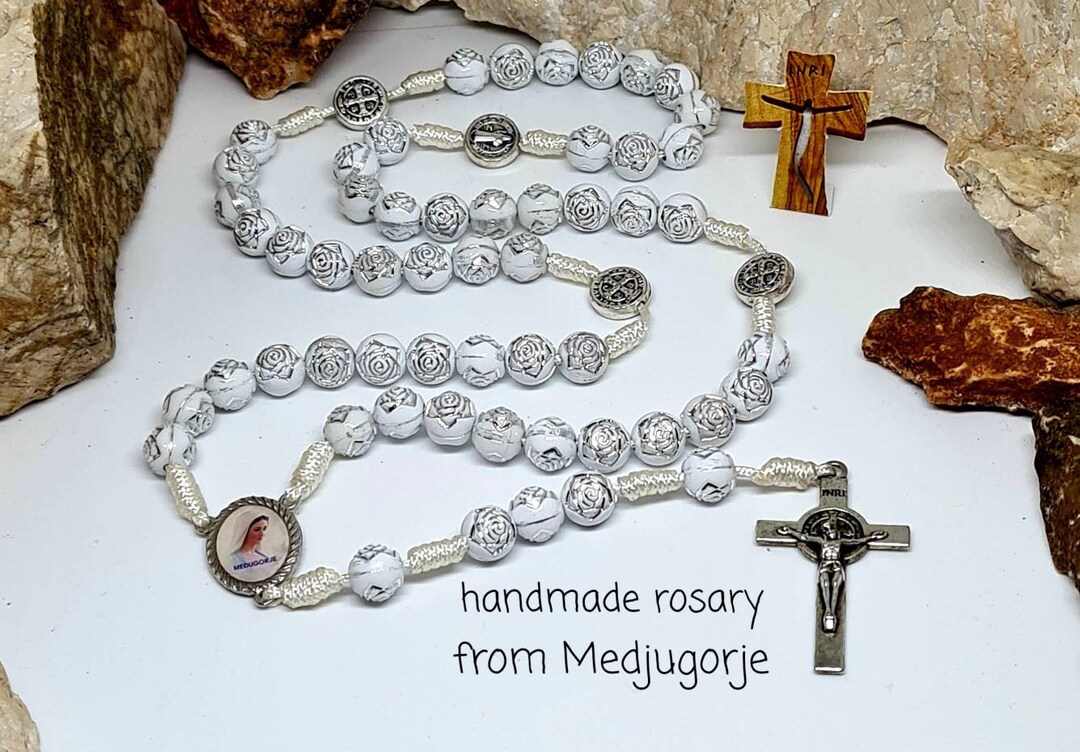 Medjugorje Rosenkranz Mit 8mm Perlen - Handgefertigt In Italien Mit Geschenkbox