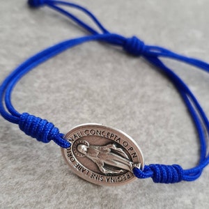 Miraculous bracelet, Medal Virgin Mary, Saint bracelet, Catholic gift women mens, Religious Jewelry, knotted bracelet, handmade bracelet