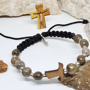 Bracelet with job&#39;s tears seeds jobi from Medjugorje coix natural bracelet Catholic gift Adjusbele Religious Jewelry Rosary