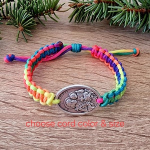 Saint Joseph Bracelet, Christian bracelet, Faitih bracelet, Patron saint jeweley, Catholic bracelet, Holy medals, knotted cord bracelet