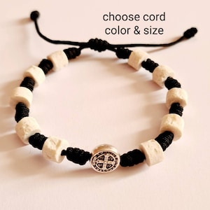St Benedict bracelet, handmade bracelet with stones from Medjugorje, catholic gifts
