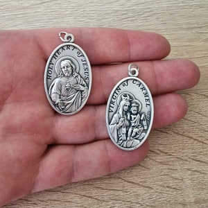 Venta al por mayor de medallas de la Virgen del Carmen / Sagrado Corazón de Jesús, lote de 2, 5 y 10 piezas