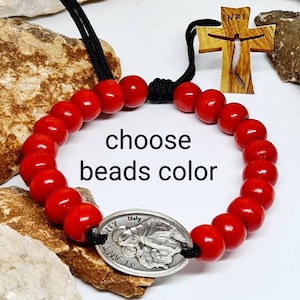 Pulsera de San Antonio, Santo Patrón de las Cosas Perdidas, San Antonio de Padua, Pulsera de Cuentas de Madera, Pulsera Católica, Pulsera Cristiana