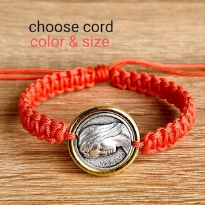 Bracelet VIERGE MARIE MEDJUGORJE, bracelet saint réglable en mecrame fait main, bracelet médaille Medjugorje pour femme