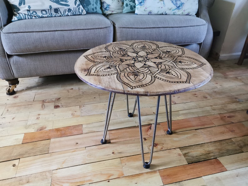 Unique Coffee Table Made From A Reclaimed Oak Barrel Lid image 1