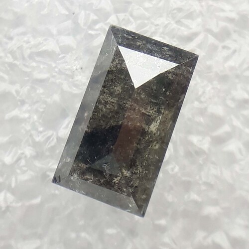 0.60 Ct, Natural Baguette Shape Loose Diamond,Grey Green Color Diamond,Salt shops and Papper Diamond,Rustic Diamond,Wedding Ring 6.57M×2.22M×3.73M