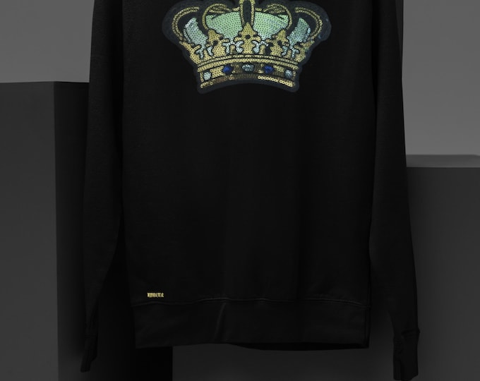 Immperial Wear Medium weight Unisex Gold & Silver Crown Sequin Design Sweatshirt
