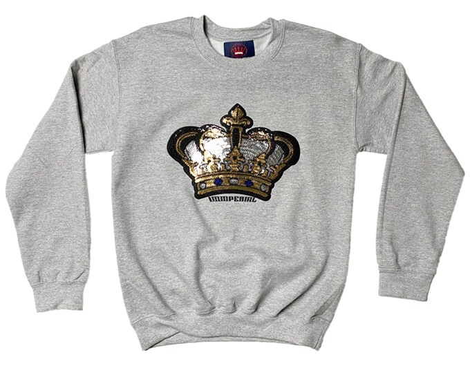 Immperial Wear Medium weight Unisex Gold & Silver Crown Sequin Design Sweatshirt