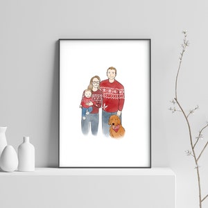 Aangepaste familieportret illustratie | Huwelijksgeschenk | Jubileumcadeau | Gepersonaliseerd cadeau| Aquarelstijl | Aangepast cadeau | DIGITAAL DOWNLOADEN