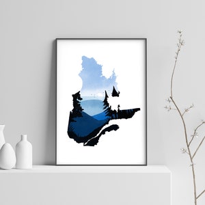 Impressão de arte de paisagem de Quebec - impressão desenhada à mão, silhueta de paisagem, impressão ao ar livre, arte de parede, arte canadense, decoração de parede - DOWNLOAD DIGITAL
