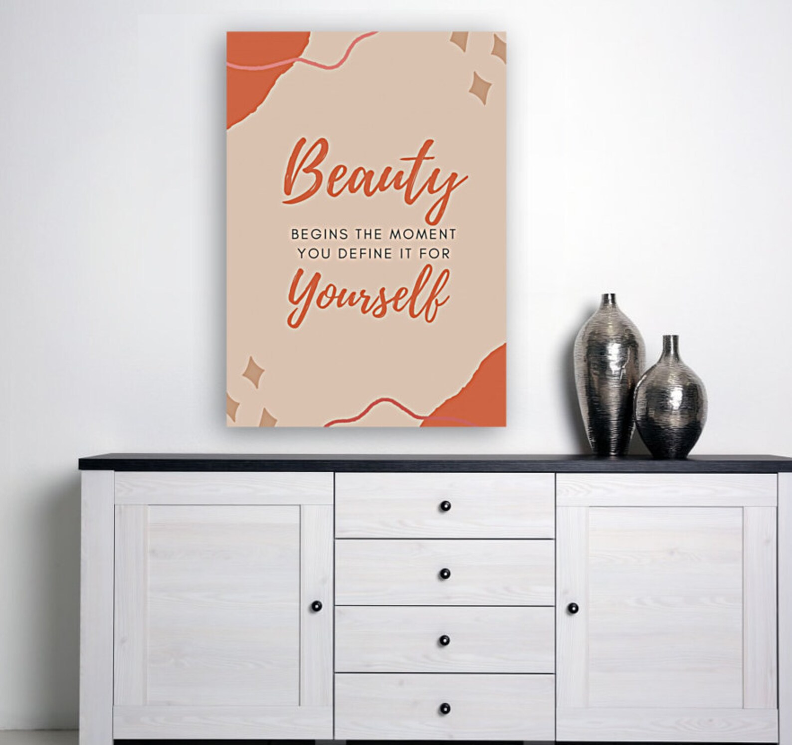 Beauty Begins Feminine Wall Art Orange SIZE A2 to A5 Etsy